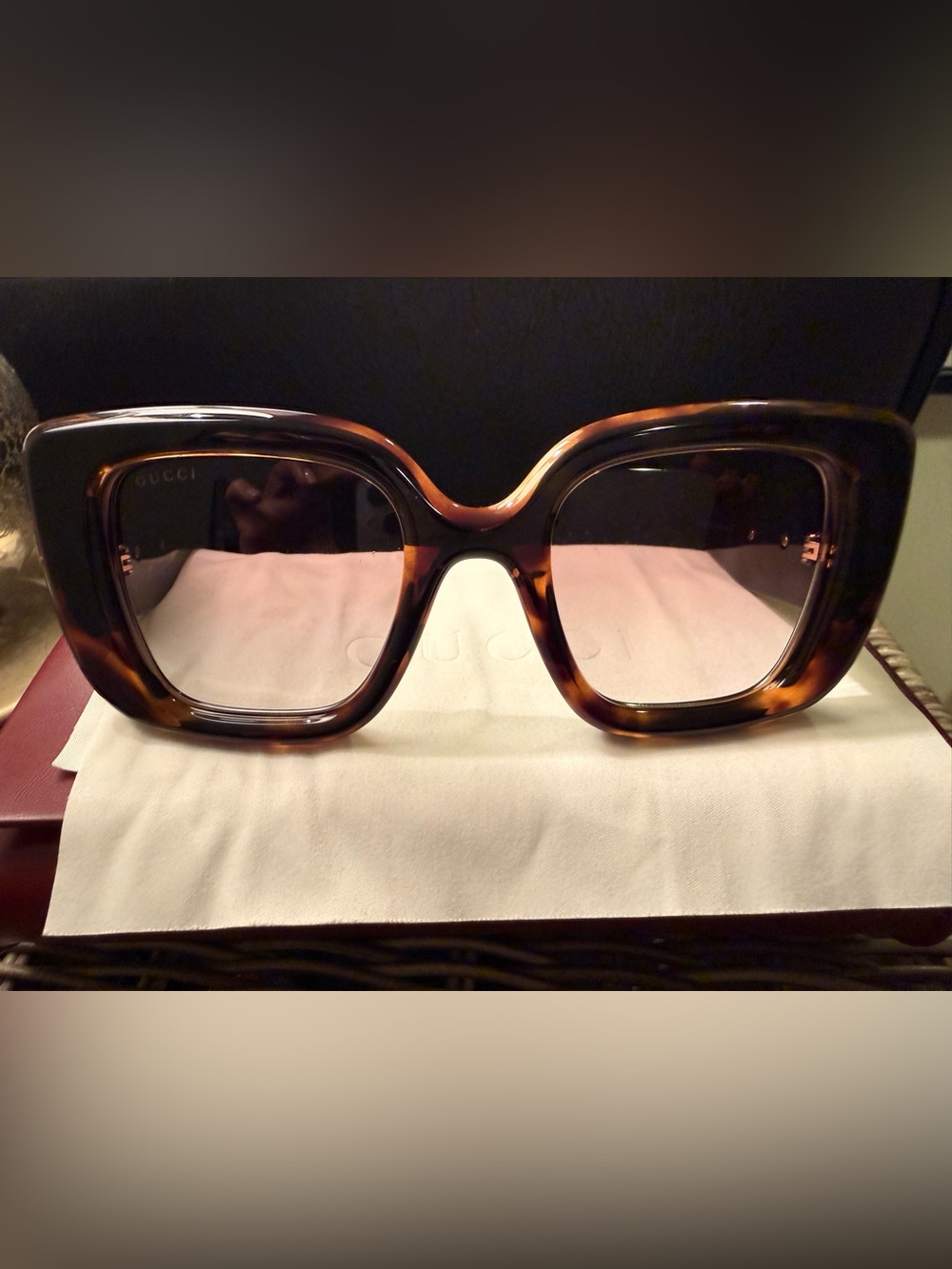Gucci Tortoiseshell Oversized Square Acetate Glasses